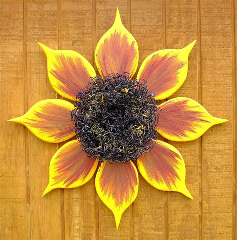Sunflower Wreath Outdoor Wall Art Sunflower Wall Decor Etsy