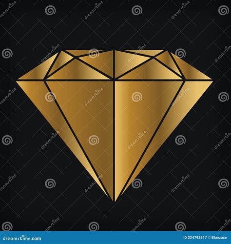 Golden Diamond Luxury Gemstone Jewelry Logo Silhouette Drawing Stock