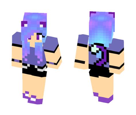 Download Cute Blue And Purple Cat Girl Minecraft Skin For Free