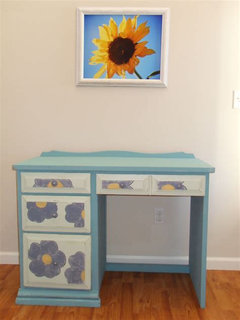 Body Of Desk Painted With Annie Sloan Provence And The Drawers Painted