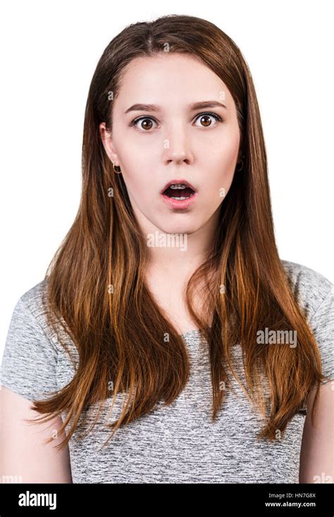 Portrait Of Young Surprised Girl With Open Mouth Stock Photo Alamy