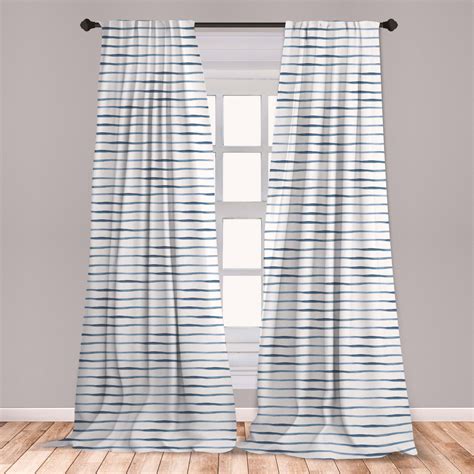Harbour Stripe Curtains 2 Panels Set Abstract Brushstroke Nautical