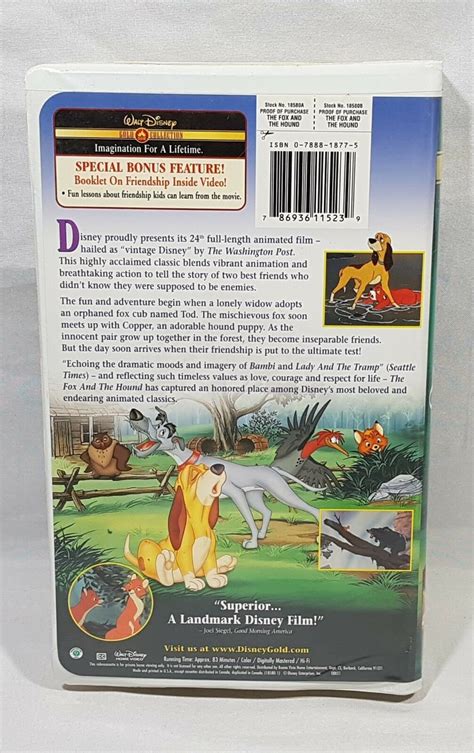 Walt Disney The Fox And The Hound Vhs 2000 Gold Collection Etsy