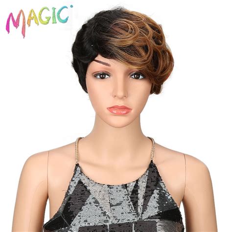 magic hair short synthetic wigs women heat resistant hair 8 inch short synthetic wigs for women