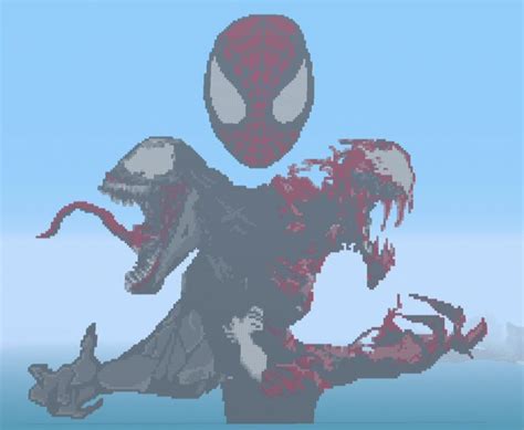 Spiderman Venom And Carnage Minecraft Pixel Art Made By Fakeuniform