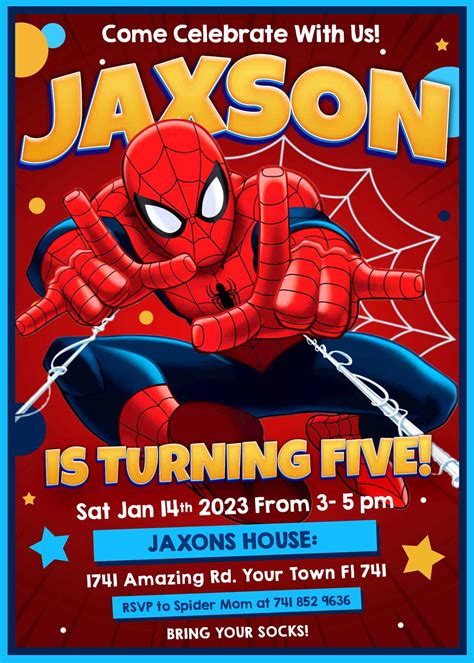 Spider Man Birthday Invitation Free Backside 24h Ready