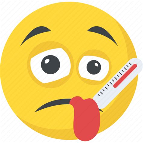 Emoticon Fever Ill Sick Emoji Thermometer Icon