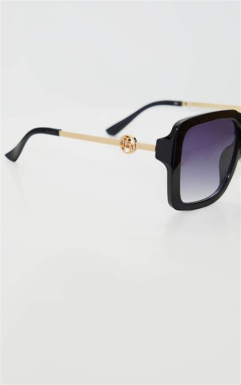 plt black branded oversized square sunglasses prettylittlething ca