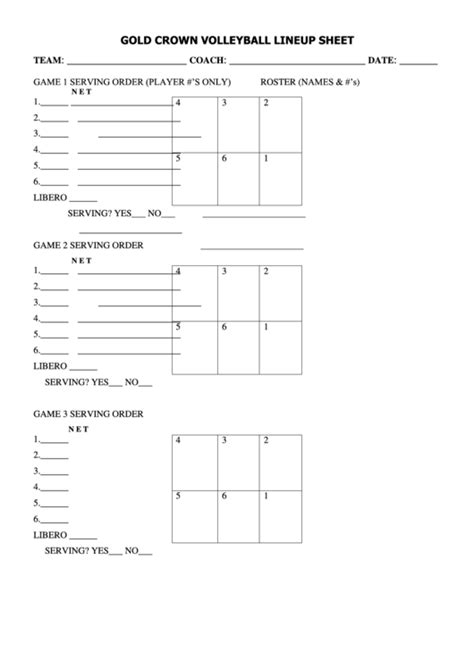 Printable Pdf Volleyball Lineup Sheet Printable Word Searches