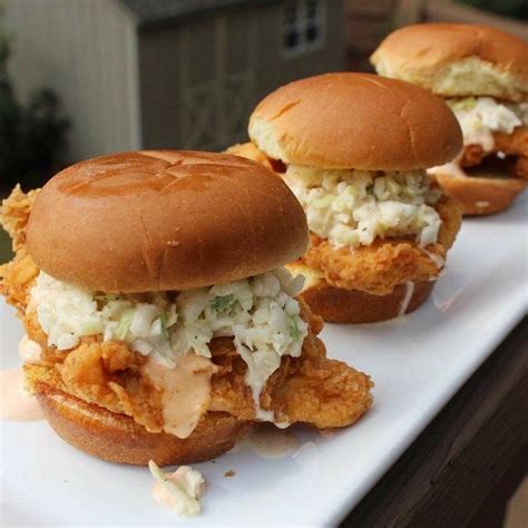 Spicy Fried Chicken Sliders With Sweet Carolina Coleslaw