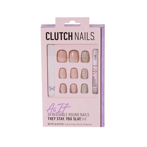 Clutch Nails As If Set Of 24 Light Pink Glossy Fake Nails