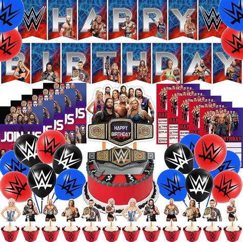 Buy 44 Pcs Wwe Party Supplies Wrestling Fighting Theme Birthday Party