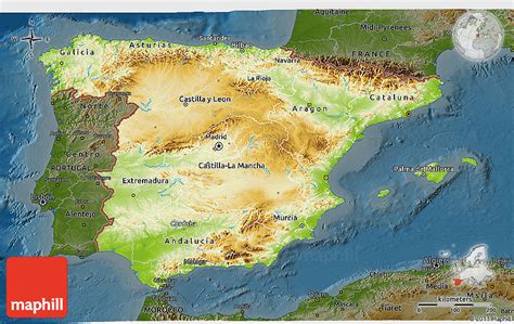 Physical 3d Map Of Spain Darken