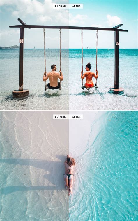 Classic beach chic is all about basic setting adjustments, split toning, and noise reduction. Mobile Lightroom Preset Aqua Beach | Summer presets ...