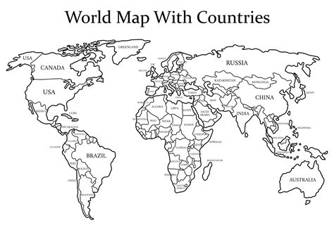 Printable World Map Outline Labeled Images And Photos Finder