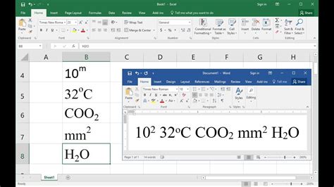 Shortcut Key To Do Superscript And Subscript In Ms Excel And Word Youtube