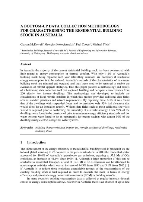 Pdf A Bottom Up Data Collection Methodology For Characterising The Residential Building Stock
