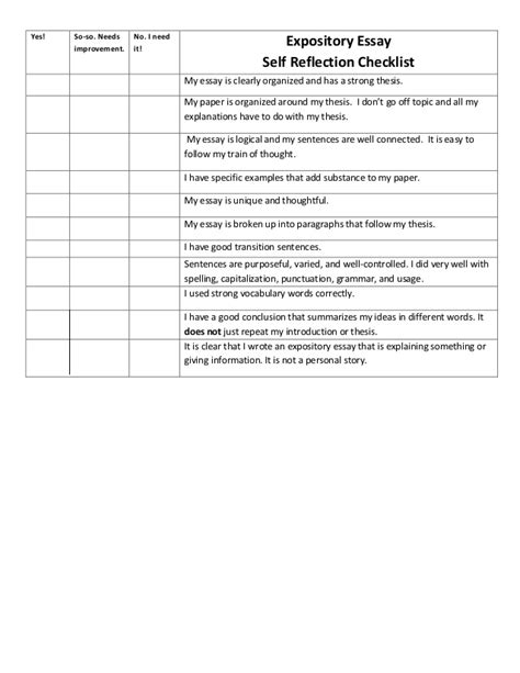 The first type is the educational reflective paper. Expository essay self reflection