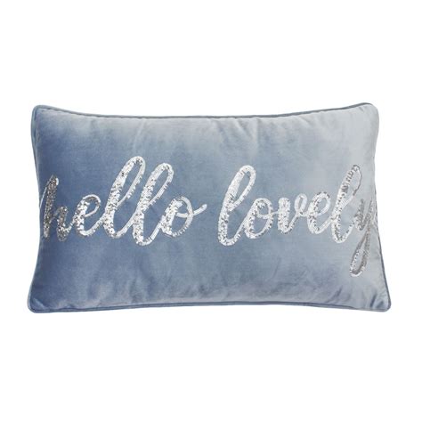Hallie Hello Lovely Sequin Script Word Velvet Pillow