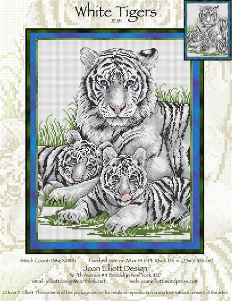 White Tigers From Joan Elliott Cross Stitch Charts Cross Stitch