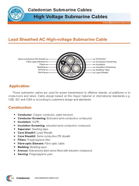 Lead Sheathed Ac High Voltage Submarine Cable Pdf Insulator Electricity Electromagnetism
