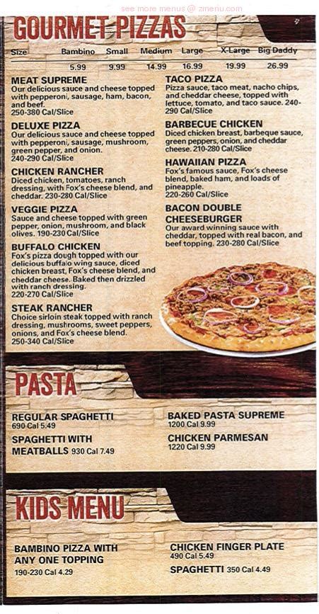 Menu At Foxs Pizza Den Pizzeria Tupelo