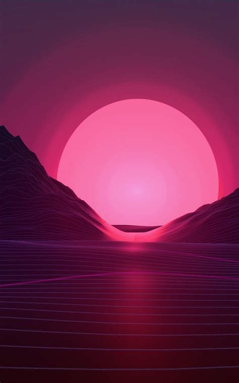 Neon Pink Sunset Artwork 4k Ultra Hd Mobile Wallpaper