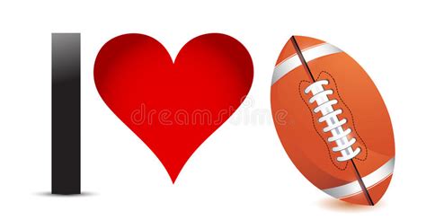 I Love Football Heart With Football Ball Stock Illustration