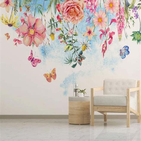 Watercolor Flower Wallpaper Mural Hand Painting Floral Wall Murals Hd