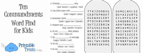 Ten Commandments Word Search — Printable