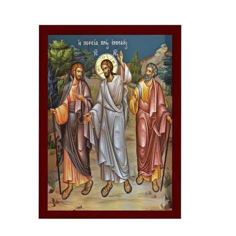 Road To Emmaus Icon Handmade Greek Orthodox Icon Of Jesus Christ St