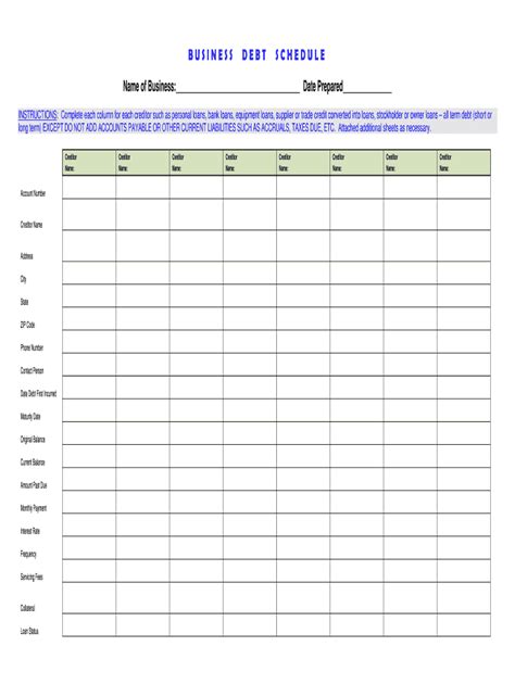 Debt Schedule Template Fill Out And Sign Online Dochub