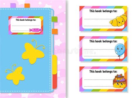 Book Label Stickers For Kids The Rectangular Shape Isolated Color