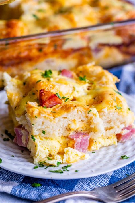 Cheesy Ham And Egg Breakfast Casserole W Biscuits The Food Charlatan