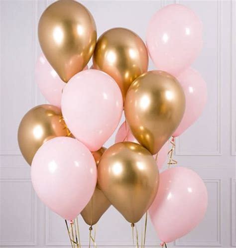 12 Pink And Gold Balloons 12 Metallic Latex Etsy