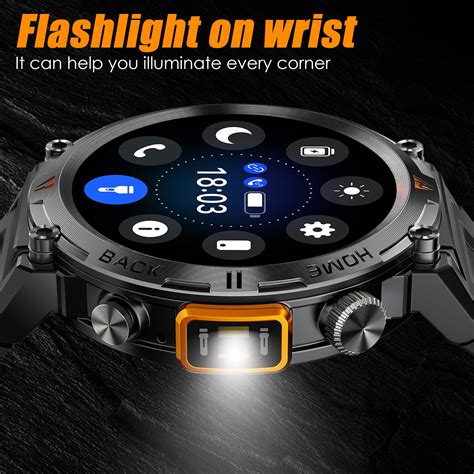 Eigiis Led Flashlight Smart Watch Men Bluetooth Call Full Touch Screen
