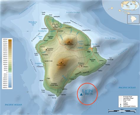 Large Detailed Physical Map Of Big Island Of Hawaii With Roads