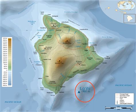 Large Detailed Physical Map Of Big Island Of Hawaii With Roads Cities