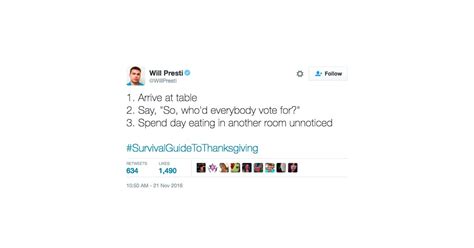 Funniest Survival Guide To Thanksgiving Tweets Popsugar Tech