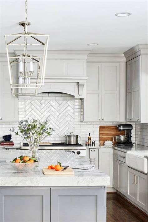 Home improvement reference related to white kitchen cabinets with backsplash. 50+ White Herringbone Backsplash ( Tile in Style ...