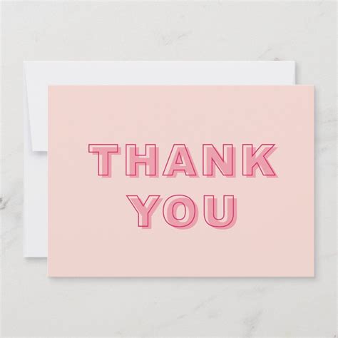 Pink Arch Modern Bold Type Text Thank You Card Zazzle Thank You