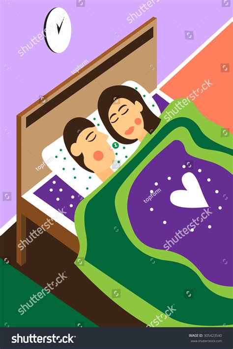 Man Woman Sleeping Bed Illustration Vector Stock Vector Royalty Free 305423540 Shutterstock