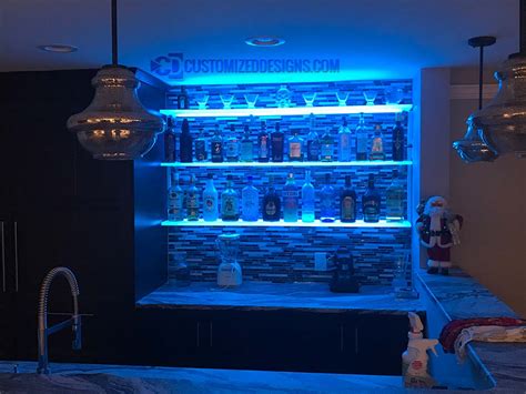 The light will shine out across the glass and up and down the cabinet. Lighted Back Bar Shelves, Great for Home Bars, Restaurants ...