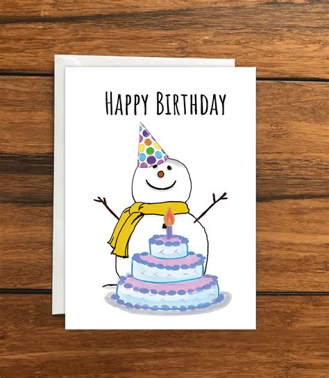Happy Birthday Snowman Greeting Card A6 Etsy Uk