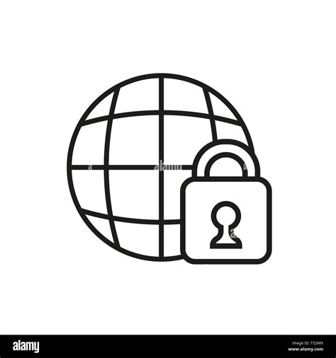 Icon Lock Outline Security Line Key Vector Internet Web Illustration