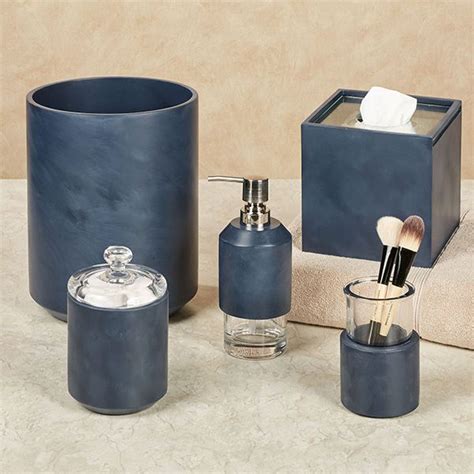 4 pieces acrylic modern minimalsm style bathroom vanity accessory set. Grant Indigo Bath Accessories by Oscar and Oliver | Bath ...