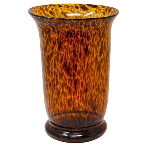 Vintage Faux Tortoise Shell Blown Art Glass Vase For Sale At 1stdibs