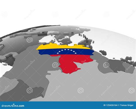 Venezuela With Flag On Globe Stock Illustration Illustration Of