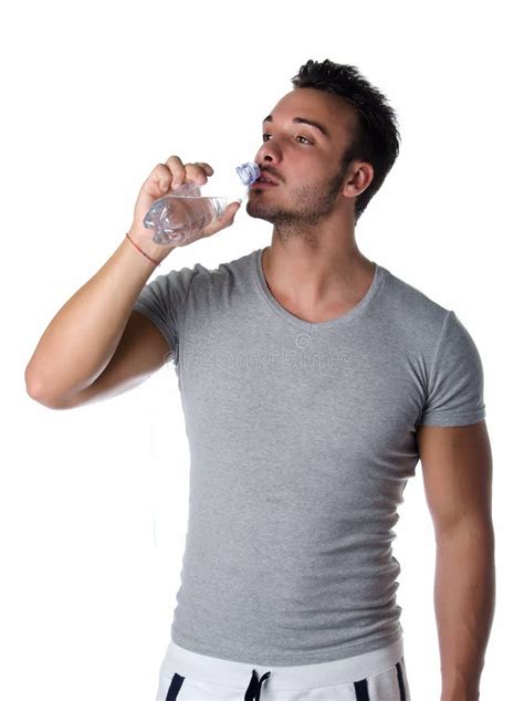 Handsome And Athletic Young Man Drinking Water Stock Photo Image Of