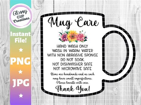 Mug Care Cards Png  Instant Download Print To Cut Etsy Finland